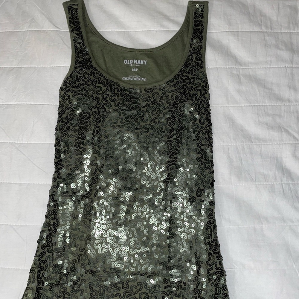 Small military green old Navy sparkling top